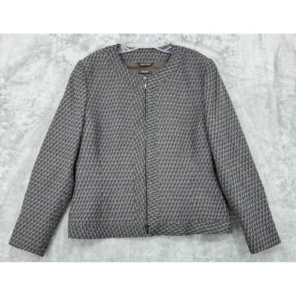 Santorelli Blazer Womens 14 Wool Full Zip Career Classic Lined Lightweight Brown
